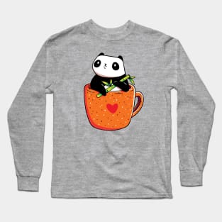 Cute Coffee Panda Long Sleeve T-Shirt